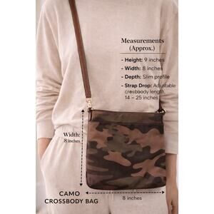 Tommy Hilfiger Camo Crossbody Bag Brown Tan Adjustable Strap